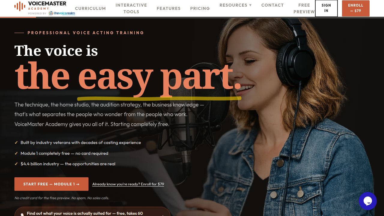 VoiceMaster Academy website preview